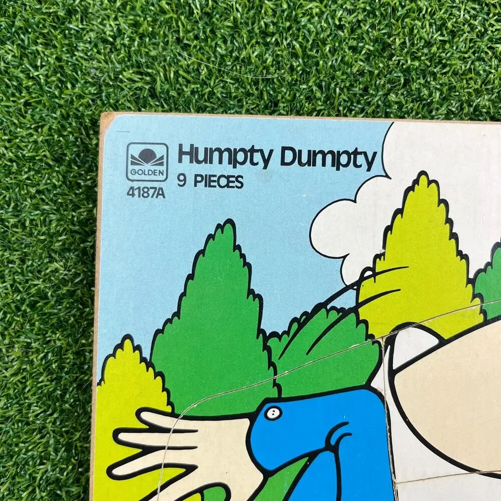 VTG Lot 1987 Wooden Puzzles 9 Pieces Humpty Dumpty Little Bo Peep